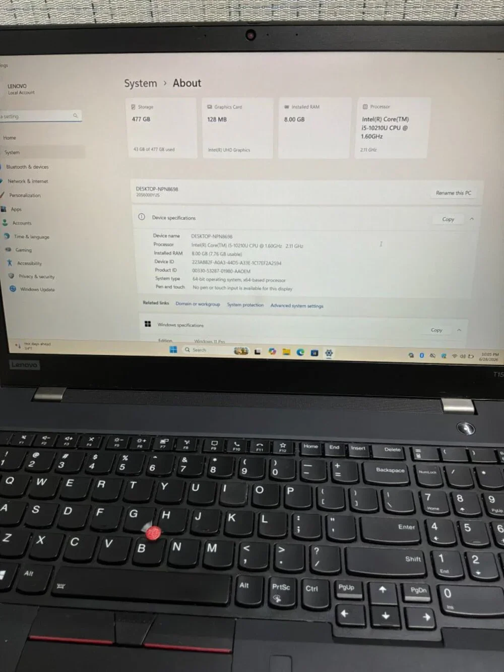 Lenovo thinkpad t15